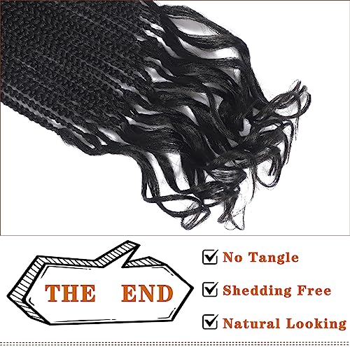 8 Packs 14 Inch Crochet Box Braids Hair with Curly Ends Pre looped Goddess Box Braids Crochet Hair Box Braids Braiding Hair Crochet Braids Hair for Women(14 inch,1B)