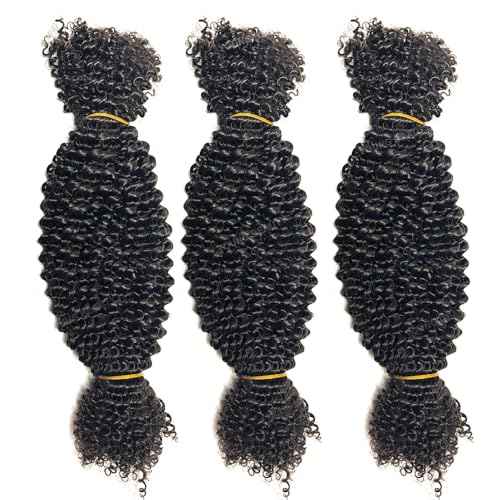 Afro Kinky Curly Bulk Human Hair for Twists/Braids/Permanent Micro Locs Bulk Human Hair Extensions For Braiding 100g/Bundles 22inch Natural Black