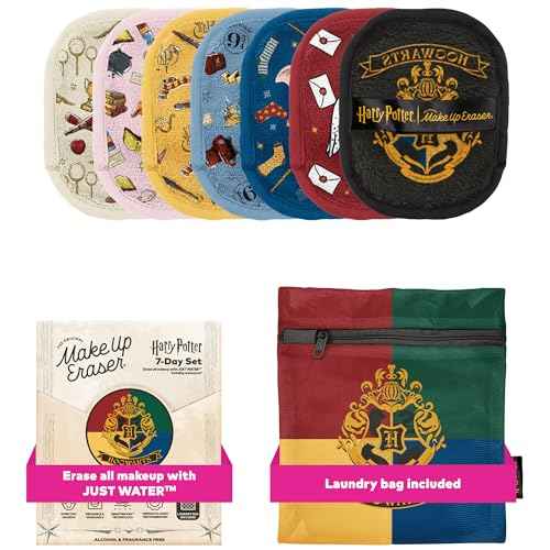 Makeup Eraser, 7-Day Set, Erase All Makeup with Just Water, Including Waterproof Mascara, Eyeliner, Foundation, Lipstick, Sunscreen, and More Harry Potter, 7ct