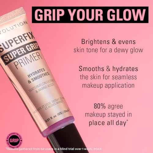 Revolution Beauty London, Superfix Grip Primer, Hydrating & Smoothing Face Primer for Makeup, Gel-Formula to Grip Look, Vegan & Cruelty-Free, 0.81 fl oz