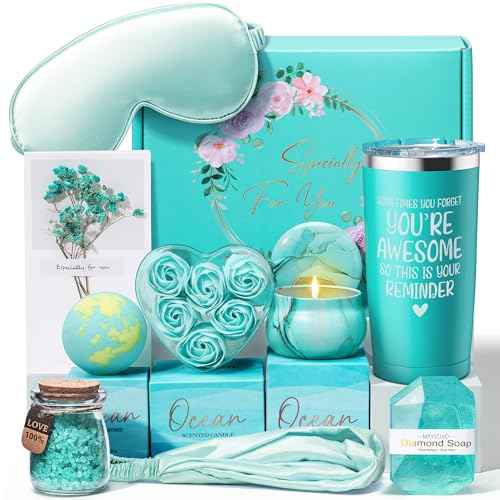 Birthday Gifts for Women Friendship, Ocean Relaxing Spa Gifts Basket for Women Self Care Gifts, Thank You Gifts Bath Set Mothers Day Gifts for Mom Her Best Friend Wife Sister Coworker Nurse Teacher