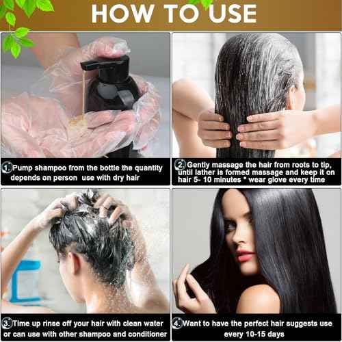 Hair Dye Shampoo for Gray Hair, 3 in 1 Herbal Dye for Women Men, Hair Color Shampoo 500ml (Black)
