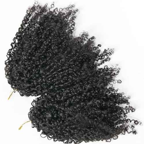 Kinky Curly Crochet Human Hair Extensions Pre-Separated Crochet Hair Multi-Textured Kinky Curly Reusable Micro Twists 16inch 120g (Usually 240g Full Head) Natural Black