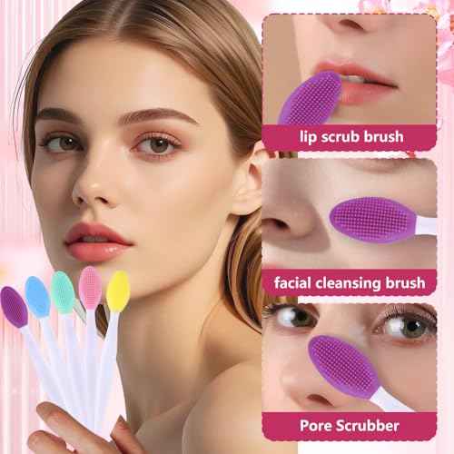 10 Pcs Silicone Lip Scrub Brush Exfoliating,Nose Clean Blackhead Removal,Lip Scrubber for Lip Lightening,Lip Exfoliator Scrubber Tool for Dark Lips