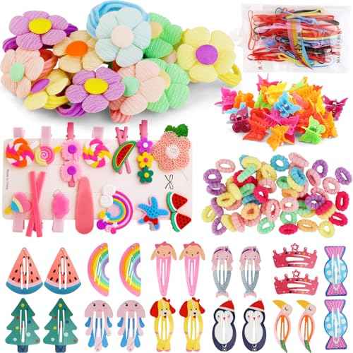 Toddler Girls Hair Accessories Kit, Little Girl Hair Clips Set Hair Stuff Kids Hair Ties Accessory Kits Variety Pack Cute Barrettes Hair Clip Sets Toddlers accesorios cabello ni?as 4-6 3 4 5 Year Old