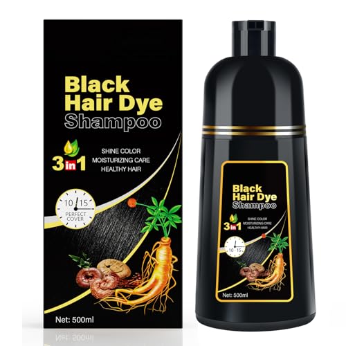 Black Hair Dye Shampoo 3 in 1 for Gray Coverag Color Shampoo for Women/Men Instant Herbal Semi Permanent champu para canas