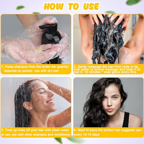 Black Hair Dye Shampoo 3 in 1, Hair Color Shampoo for Gray Hair, Natural Herbal 3 in 1 Hair Dye for Women Men 500ml