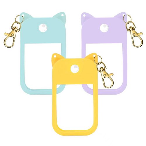 BestStone Silicone Case for Touchland Hand Sanitizer Spray 1FL OZ/30ml – Cute Pet Ear Design with Portable Keychain(Purple + Light Blue + Yellow)