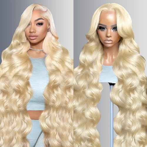 30 Inch 613 13x6 Lace Front Wig Human Hair 200 Density Body Wave Blonde Wig Human Hair 13x6 200 Density Blonde 613 HD Lace Front Wigs Human Hair Pre Plucked with Melted Hairline for Women