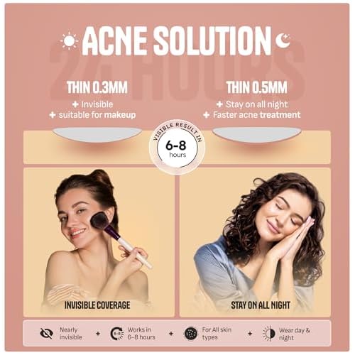 Pimple Patches for Face ? Day & Night Acne Patches for Fast Healing, Skin Clarity ? Invisible Hydrocolloid Patches, Waterproof Spot Treatment ? All Skin Types Zit Patches of 60/120/180