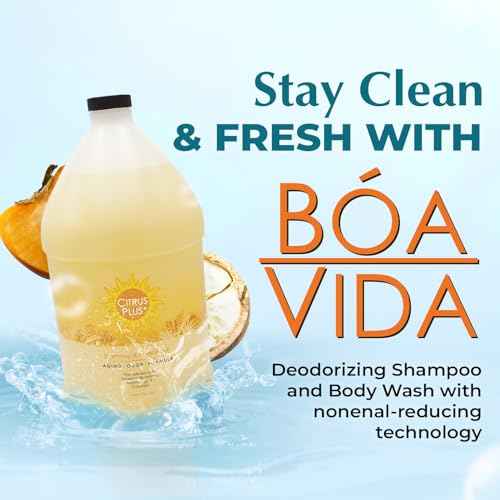 BoaVida Citrus Plus Elder Deodorizing Shampoo and Body Wash, Reduces 2-Nonenal Odor Made with Persimmon and Cupuacu Butter - With Leak-Proof Cap, 1 Gal