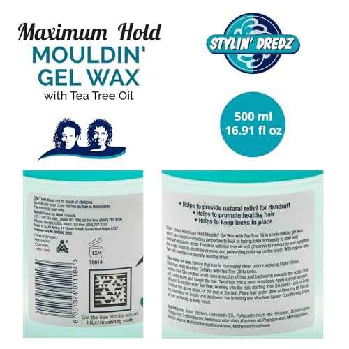 Stylin Dredz Mouldin' Gel Wax with Tea Tree Oil - Twist n Lock - Maximum hold (500 ml, Pack of 4)