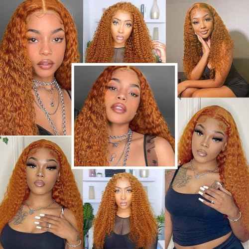 Ginger Wig Human Hair 13x6 Ginger Orange Deep Curly Lace Wig Human Hair Ginger Lace Front Wigs Human hair 200% Density ginger Deep Wave Frontal Wigs For Black Women Pre Plucked With Baby Hair 26 Inch