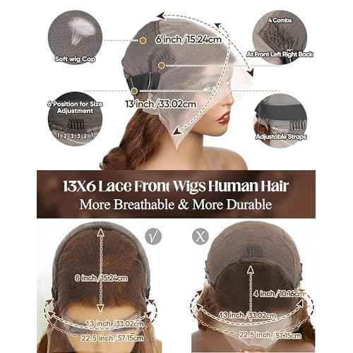 4# Chocolate Brown Lace Front Wig 26 Inch Body Wave Lace Front Wigs Human Hair 13x6 200 Density HD Lace Colored Wigs | Soft Non-shedding Non-tangling Full Length No Peculiar Smell