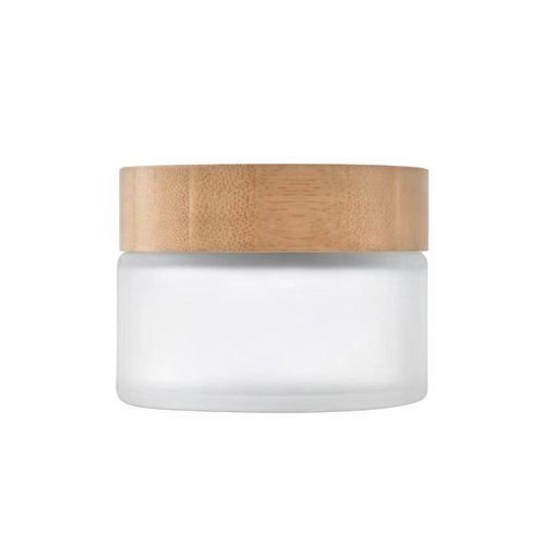 1Pcs Round Frosted Glass Cream Jar Glass Bottle with Inner Liners and Environmental Bamboo Lids Empty Makeup Container Dispenser Pots for Cream Lotion DIY Beauty Items Travel Size 100g/100ml