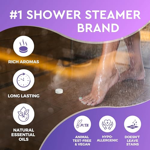 Cleverfy Shower Steamers Aromatherapy - Compact Variety Pack of 6 Shower Bombs with Essential Oils. Personal Care and Relaxation Birthday Gifts for Women and Men. Purple Set