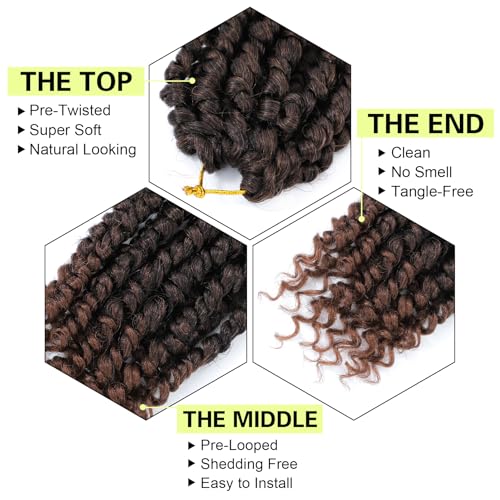 Passion Twist Crochet Hair 6Inch Passion Twist Hair 8 Packs Pre-Twisted Passion Twist Crochet Hair for Black Women Soft Passion Twist Curly Crochet Hair 6"(Pack of 8) T30