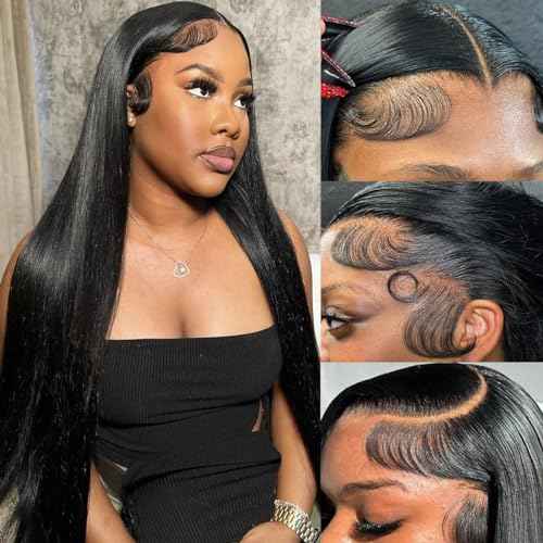 Straight Human Hair Wigs for Women Lace Front Wigs Pre Plucked Glueless 13x6 HD Lace Front Wigs Human Hair 180% Density Straight Frontal Wigs Human Hair 30 Inch