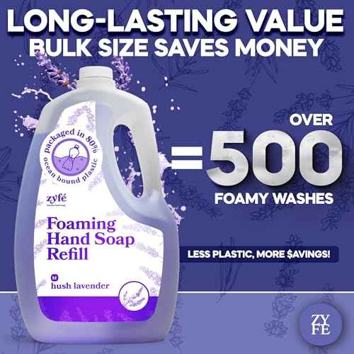 Lavender Hand Soap Refills Foam, 64oz Liquid Hand Soap Foam Refill in Recycled Bottle, Natural Handwash Refill with Essential Oils, Biodegradable & Moisturizing