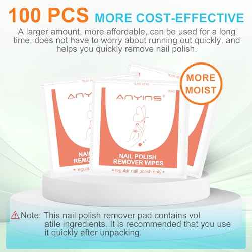 Nail Polish Remover Pads£¬100PCS Nail Polish Remover Wipes Fast Remove with Nutrition Oil Individually Wrapped Professional Nail Salon and Home Use