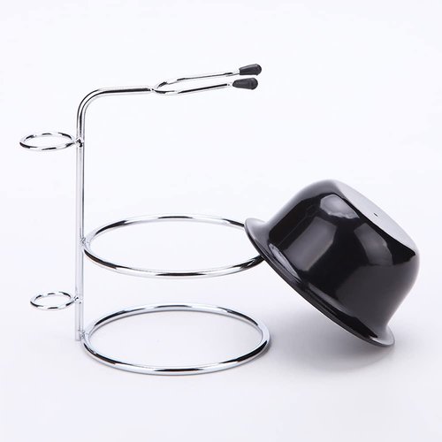 luzen Stainless Steel Shaving Bowl and Brush Stand, Professional 2 in 1 Shaving Stand Bowl Shaving Razor Brush Holder Grooming Tool Shaving Kit for Men