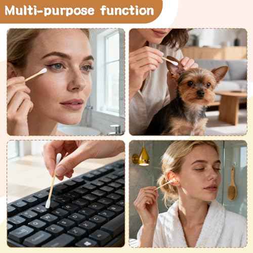 500 Pcs (50 Packs of 10) Travel Size Cotton Swabs Individually Wrapped Cotton Swabs for Ears,Double Tipped Ear Swabs,Round Tip Ear Sticks,Travel Ear Cleaning Cotton Buds for Hotel Makeup,Clean