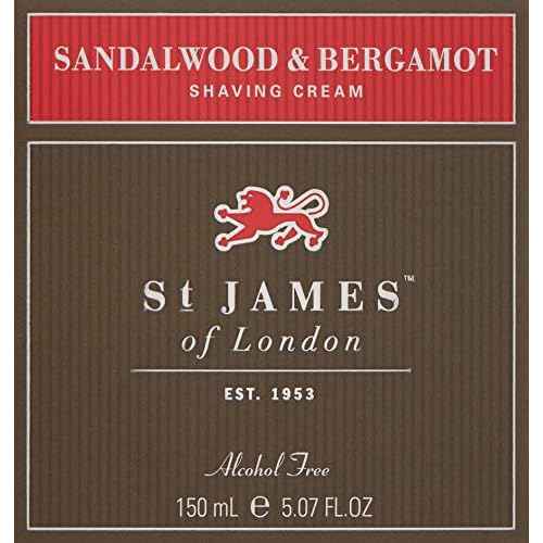 St James of London Sandalwood & Bergamot Shave Cream Jar, 5.07 oz