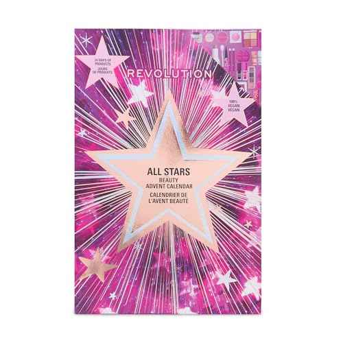 Revolution Makeup Advent Calendar 2025, 24-Piece Beauty Gift Set for Lips, Eyes, & Face, Features Essential Cosmetics & Tools, Vegan & Cruelty-Free