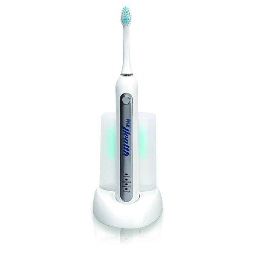 Pyle Wave Rechargeable Electric Toothbrush - w/ 3 Brush Mode, UV Light, 2 min Timer, 2 Oral Brush Heads, Charging Dock Holder - for Kids, Teens, Adults