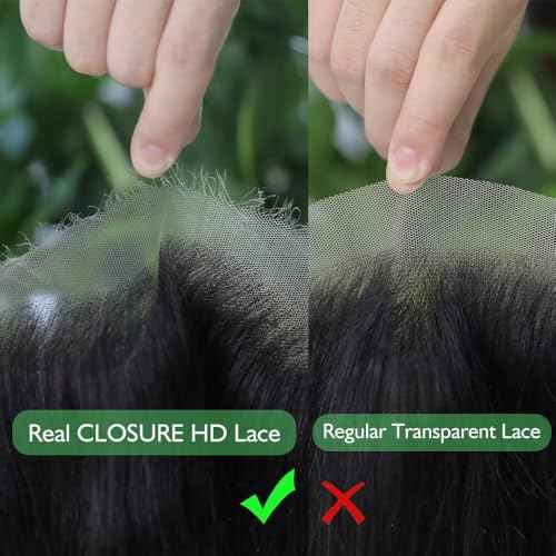 5x5 HD Lace Closure Brazilian Virgin Human Hair Straight 20 Inch Natural Black Single Knot Invisible Pre-Plucked Ultra-Thin Lace Part Closure for Black Women
