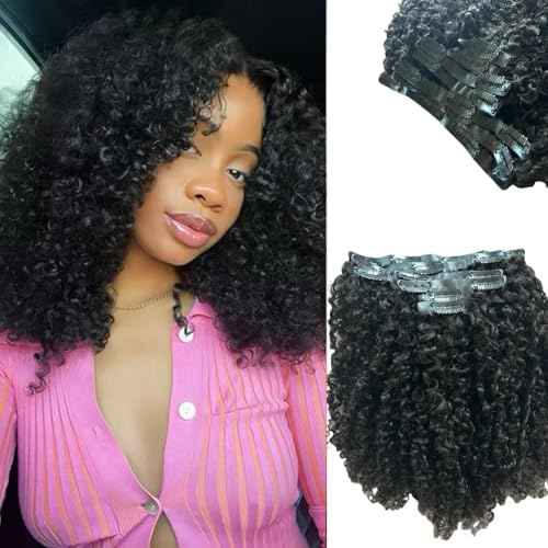 Seamless Afro Kinky Curly PU Clip in Extension Real Human hair For Women 7Pcs Seamless Clip ins Full Head 120g Natural Color 16Inch