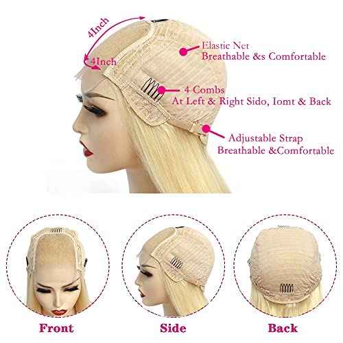 26 Inch Body Wave Lace Front Wig - Human Hair Blonde, 4x4 Lace Front, 200% Density, Glueless, 4x4 Closure, Pre Plucked