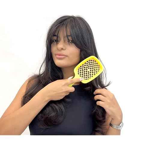 BOM BOM 2 Unit Kit, Wet And Dry Vented Detangling Hair Brush For All Hair Types, Light Weight Hairbrush, Scalp Massage Brush (Orange yellow)