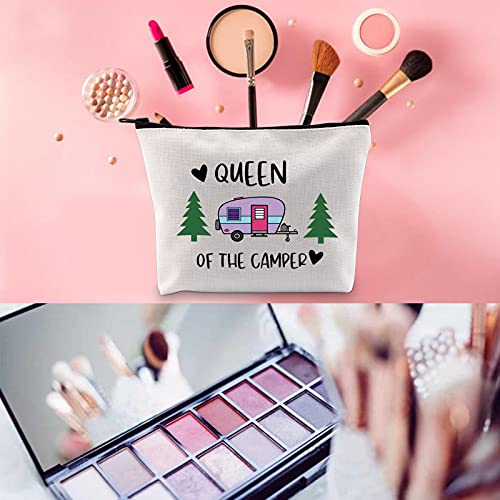 WCGXKO Camping Gift Queen Of Camper Zipper Pouch Makeup Bag Camper Gift for Women (Queen Of Camper)