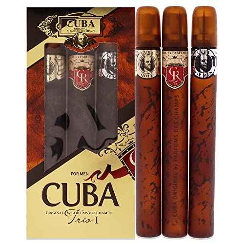Cuba Trio Best 1 Gift Set |(3 x 1.17 Oz Eau De Toilette Spray) Gold, VIP, Royal | Fragrance For Men