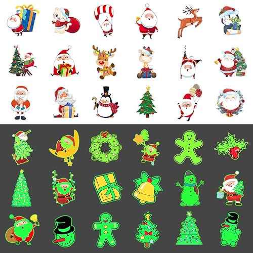 216 Styles Christmas Party Favors, 20 Sheets Christmas Decoration Christmas Luminous Tattoos Temporary, Glitter Tattoos Christmas Treats Christmas Party Favors Stocking Stuffers for Kids, Teenage Girl