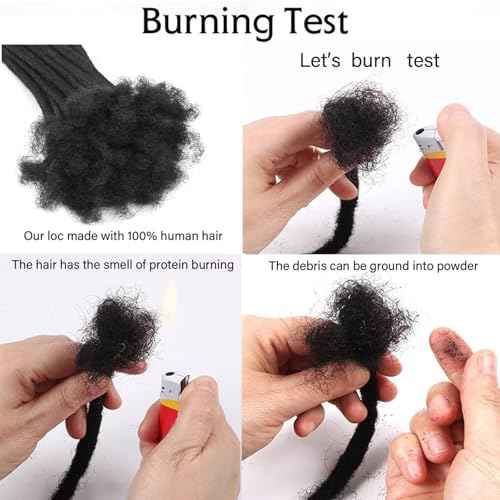 Dreadlock Extension Human Hair 10inch 0.6cm Width 100% Permanent Huamn Hair Loc Extension Can Be Dyed Bleached Curled Handmade Loc Extension for Men Women,50strands