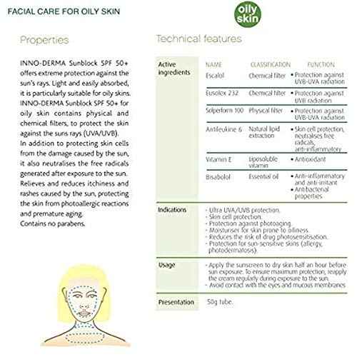 Inno-Derma Sun Defense Sunblock UVP 50+ Oily/Combination Skin-New Presentation