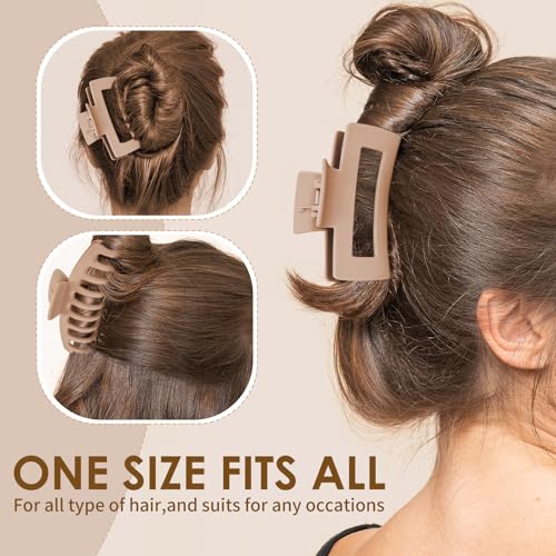 Hair Claw Clips for Women Matte Non-Slip 8-Pack | 4.3 inch & 3.5 inch Hair Clips | Strong Hold for Thick/Thin Hair & Curly Hair | Neutral Colors, All-Day Secure Grip