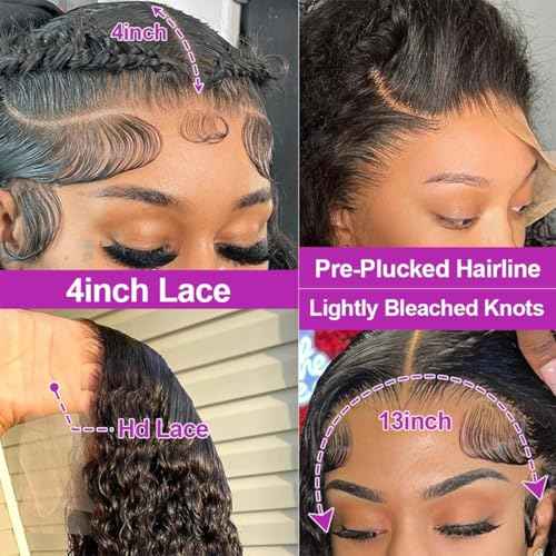 Deep Wave Lace Front Wigs Human Hair Wig for Woman 13x4 Hd Deep Curly Lace Front Wig Human Hair Pre Plucked Deep Wave Lace Frontal Wigs (24 Inch)