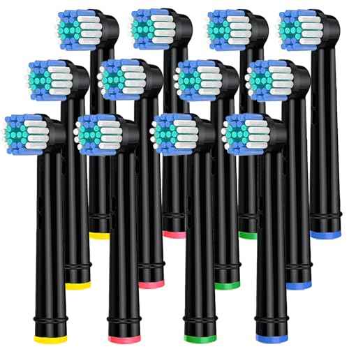 Replacement Heads for Oral B,12 Pack Soft Electric Toothbrush Heads,Deep and Precise Cleaning for Oral B Braun Pro1000/1500/7500/3000/7000/8000/500 and More(Black)