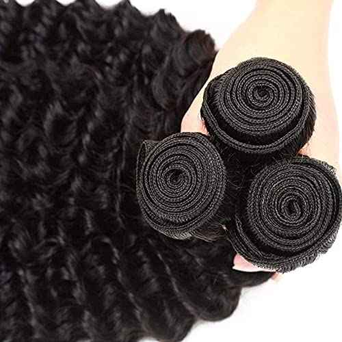 16 16 16 Inch Deep Wave Human Hair Bundles Natural Black Color Brazilain Unprocessed Virgin Hair Loose Wave Bundles Human Hair Natural Color Remy Human Hair Weave