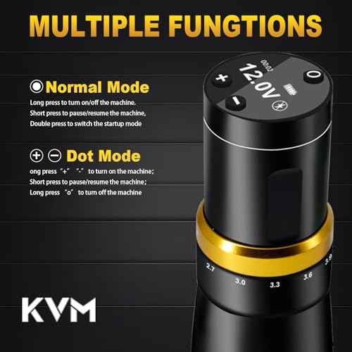 KVM Tattoo Gun Kit,Wireless Tattoo Machine,7 Adjustable Stroke Options,Shorter Body Design,1500mAh Power Supply (Tattoo ink is for tattoo practice only)