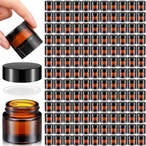 140 Pack 10ml Glass Jars with Lids Small Lip Balm Containers 10ml Sample Jars Travel Size Containers for Lip Balm Cream Lotion Makeup Cosmetic Skincare Travelling Retail Store(Amber)