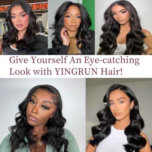 Bob Wig Human Hair 13x4 Body Wave Lace Front Wigs Human Hair 200% Density Human Hair Wigs for Black Women with Baby Hair (18 Inch, Natural Black)