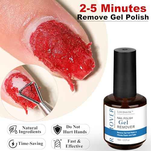 LOUINSTIC 3-in-1 Gel Nail Remover Kit ? Gel Nail Polish Remover, Liquid Latex Peel-Off Tape, Cuticle Oil for Nails & Manicure Tools ? Acetone-Free, Low Odor, Removes Gel in 2?5 Min, No Foil