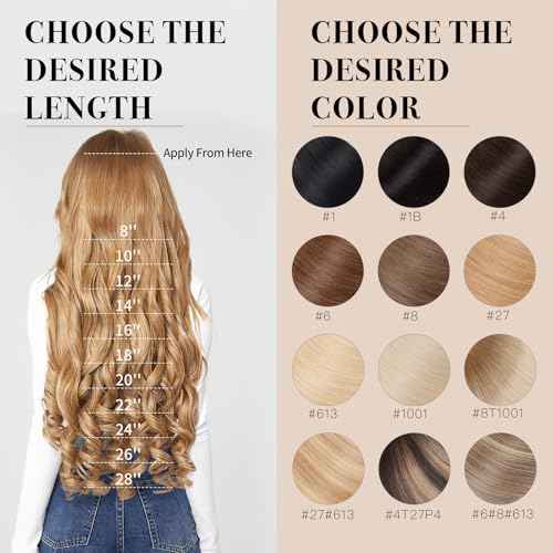 Tape in Hair Extensions £¬Real Human Hair Extension,Bleach and Caramel Blonde Human Hair 22 inch 20pcs 50g,Thick Ends Straight Seamless, Invisible Tape in Hair Extensions Human Hair