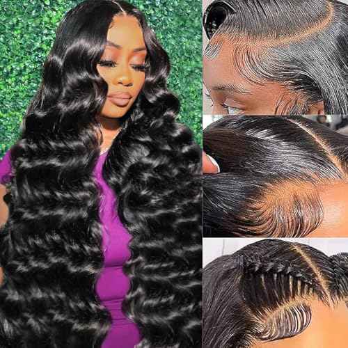 13x6 Body Wave Lace Front Wigs Human Hair HD Transparent Lace Front Wigs Human Hair 180 Density Glueless Frontal Wig for Women Pre Plucked with Baby Hair 22 Inch