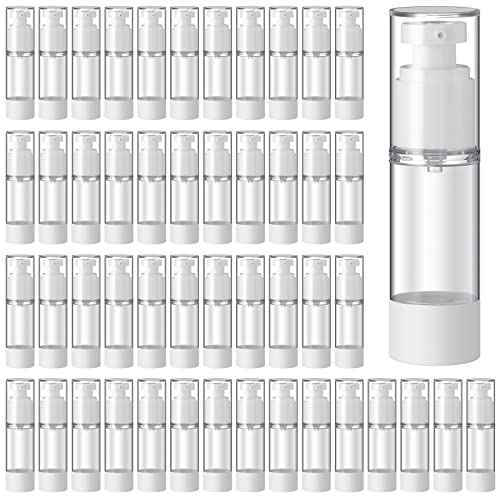 Sabary 60 Pcs Clear Airless Pump Bottles Refillable Cosmetic Travel Size Dispenser Vacuum Plastic Travel Bottles Empty Lotion Pump Dispenser Liquid Toiletry Container(1 oz)