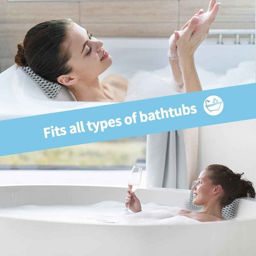 Conbella Upgraded Bath Pillows for Tub, Slip Resistant Waterproof Bath Pillows for Tub Neck and Back Support with 2 Strong Suction Cups, Relaxing Spa Essentials